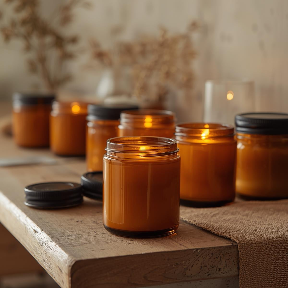 Aromatherapy | Hand-Poured Candles in 9 Oz Amber Jars | Organic Coconut Wax Blend | Cotton Core Wicks