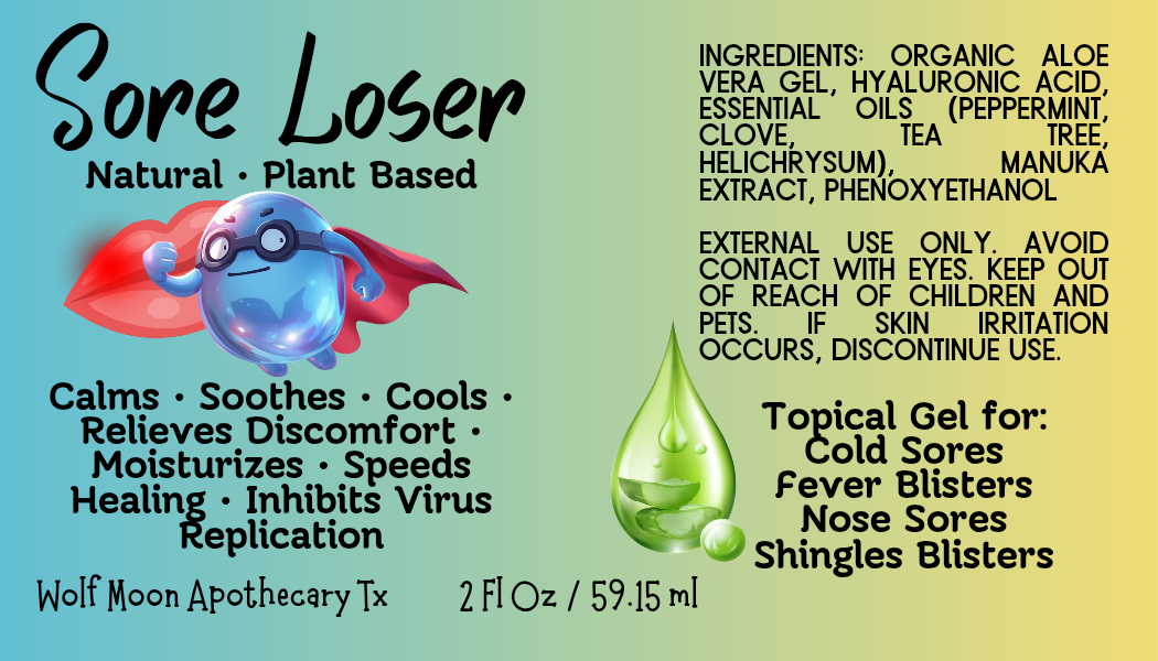 Sore Loser | Natural Cold Sore & Shingles Remedy | Cooling Comfort | 2 Oz Treatment Pump