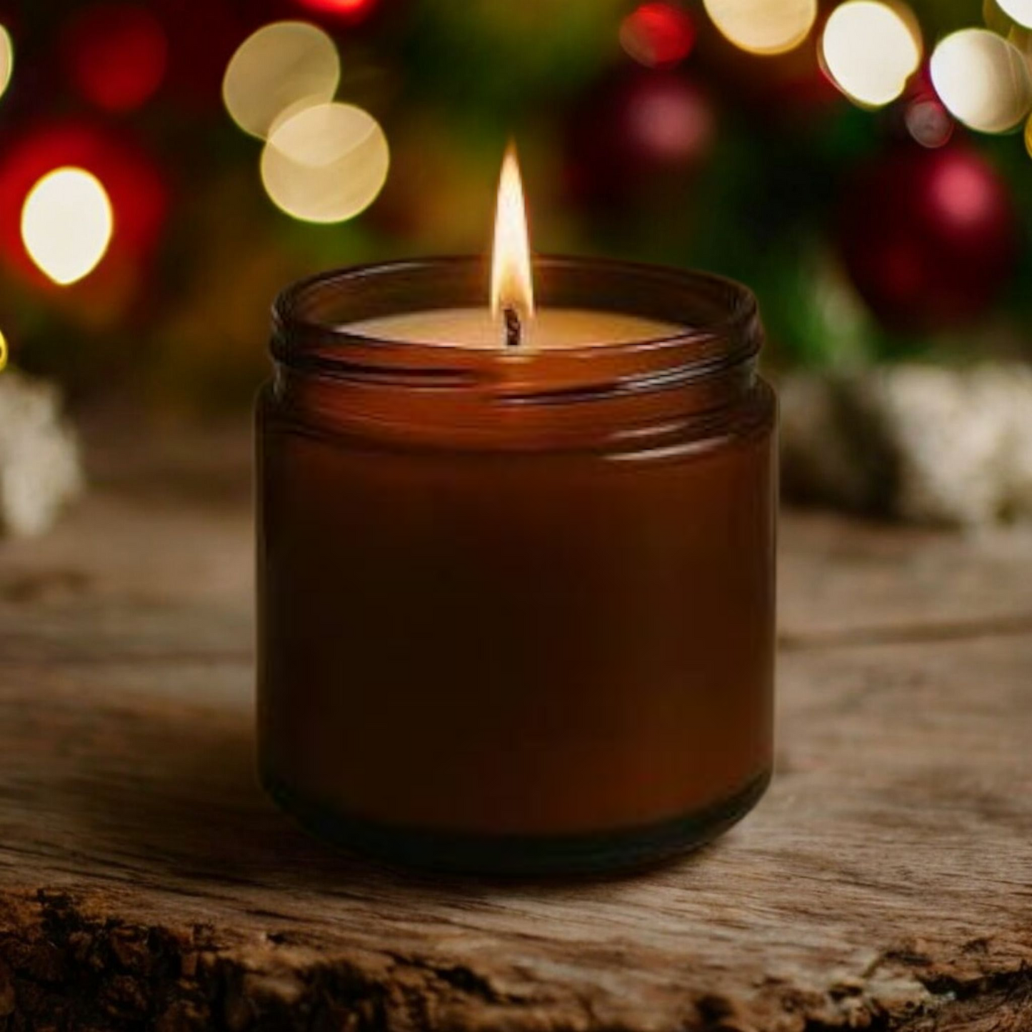 Winter Holiday | Hand-Poured Candles in 16 Oz Amber Jars | Organic Coconut Wax Blend | Cotton Core Wicks