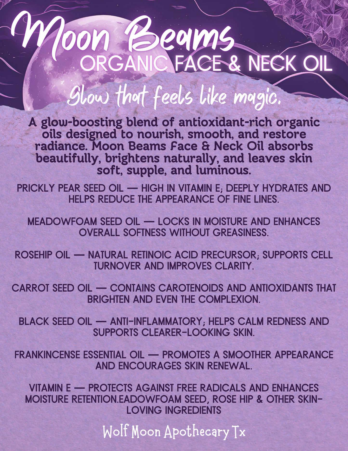 Moon 🌙 Beams ✨️ Face & Neck Oils & Serums