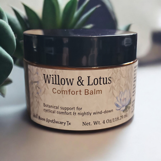 Body Balm | Willow & Lotus | Natural Comfort Balm | Hormone & Pain Management | 4 Oz Jar