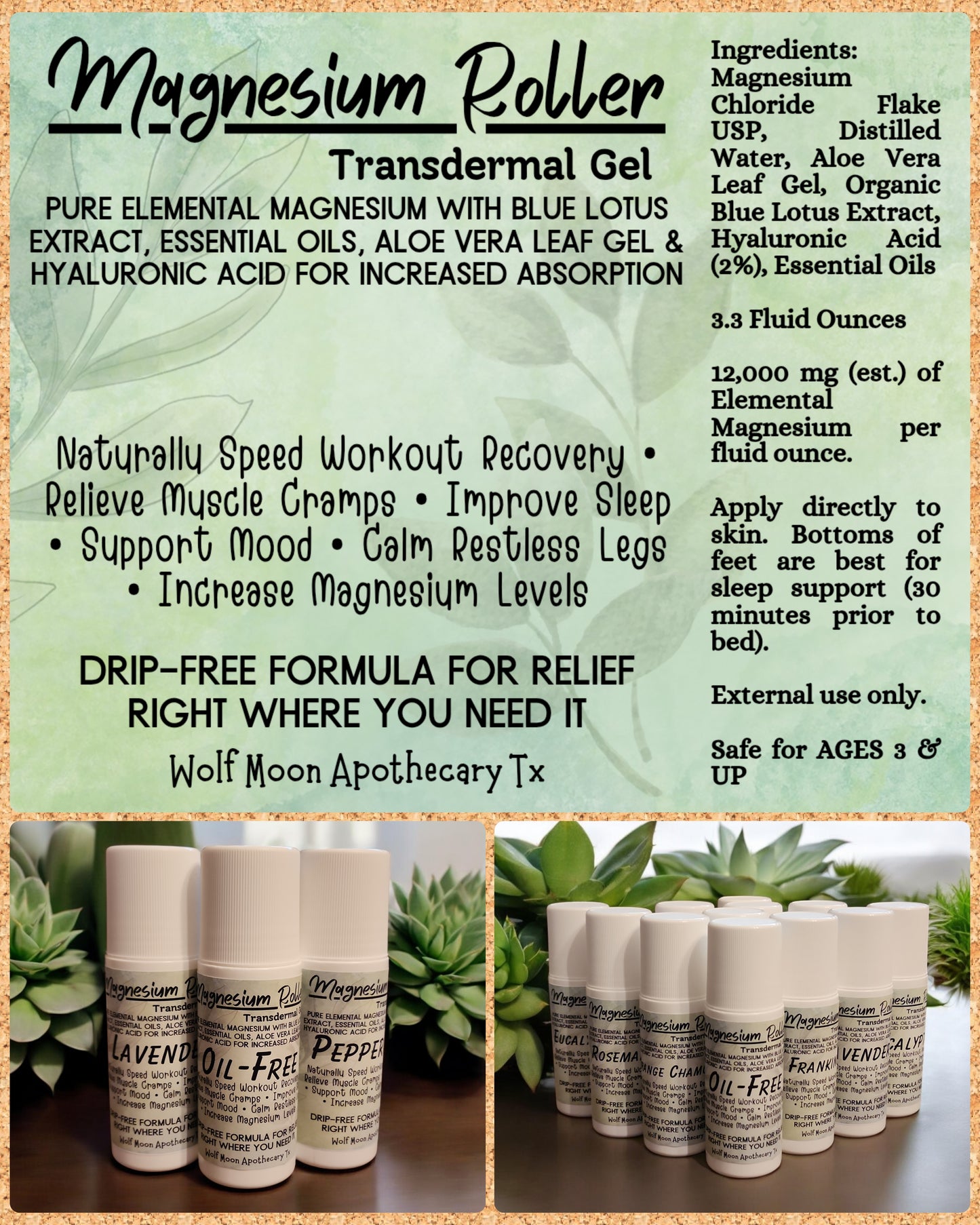 Magnesium Rollers | Transdermal Magnesium Gel | Magnesium Gel Rollers