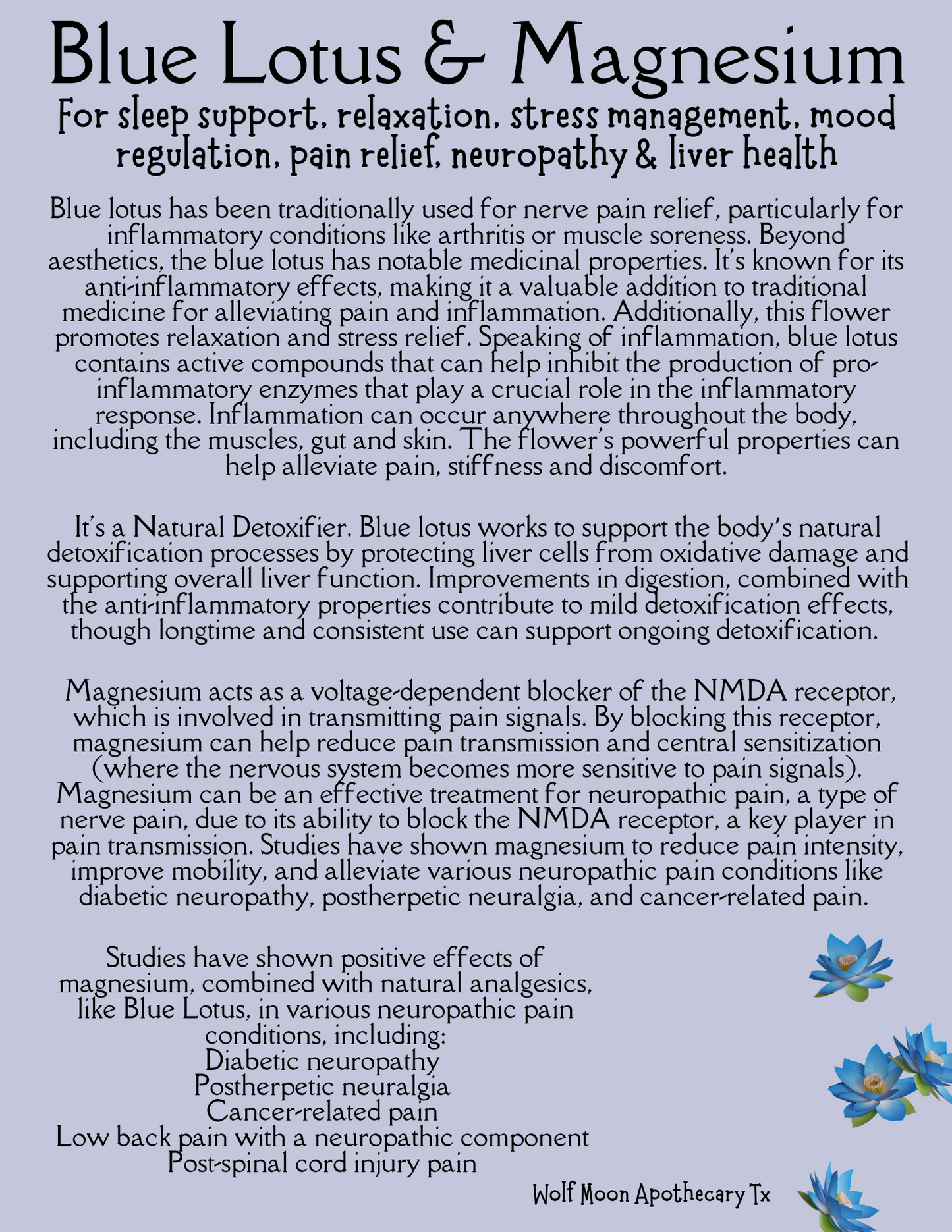 Blue Lotus & Magnesium Transdermal Gel | Natural, STRONG Topical Pain Management